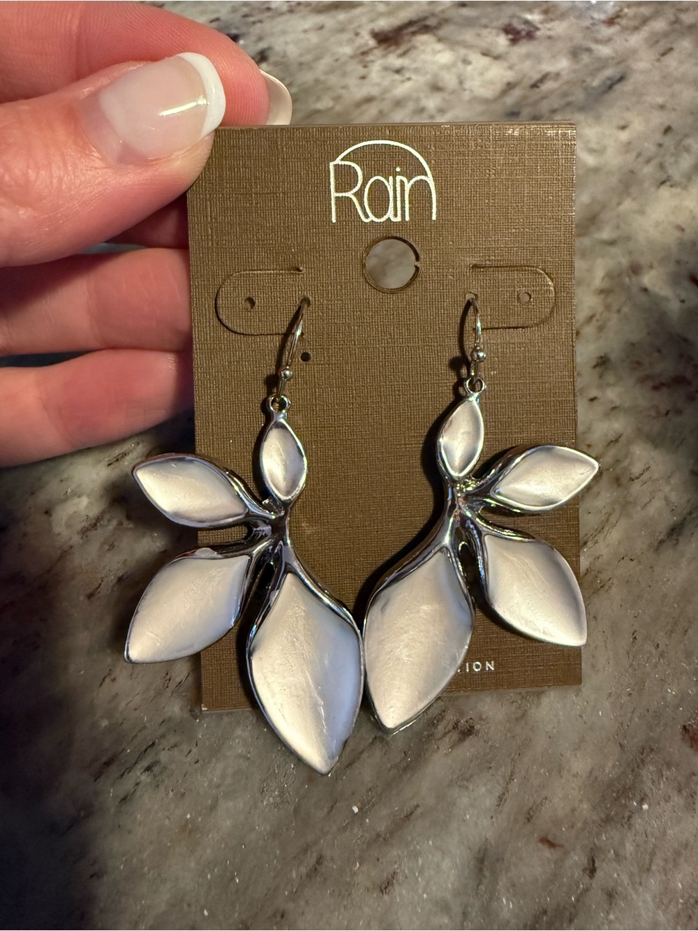 Silver-Tone Leaf Drop Earrings